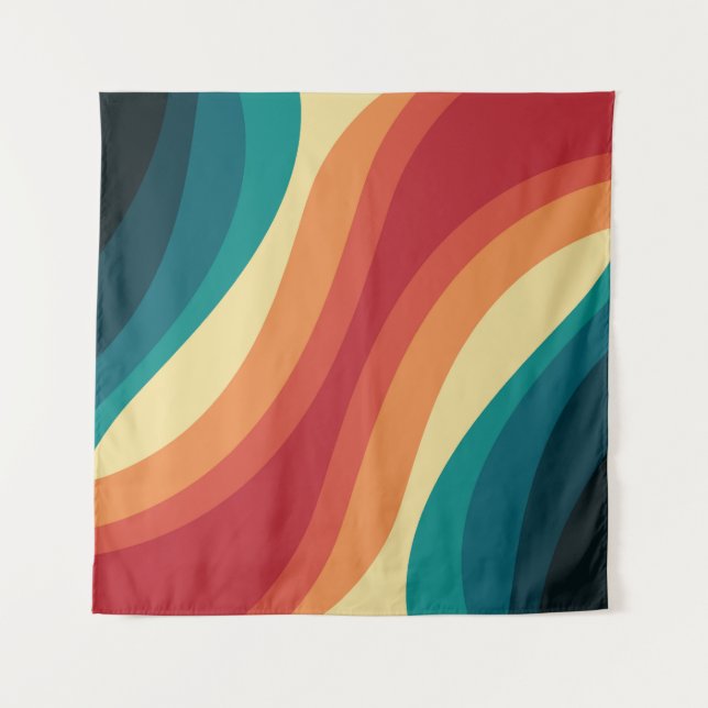 Tapiz Diseño de ondas de estilo retro multicolor (Anverso)