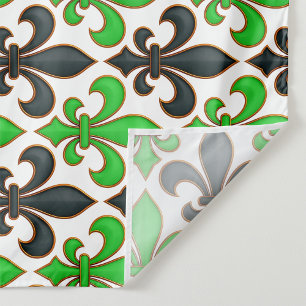 Tapiz Diseño de patrón barroco de flor de lis negro verd