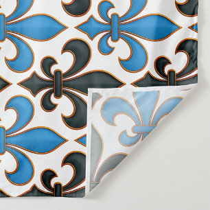 Tapiz Diseño de patrón barroco flor de lis negro azul