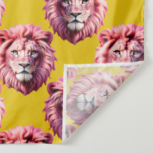 Tapiz Diseño de patrón de animal de cabeza de león rosa 