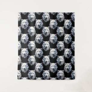 Tapiz Diseño de patrón de cabeza de lobo blanco