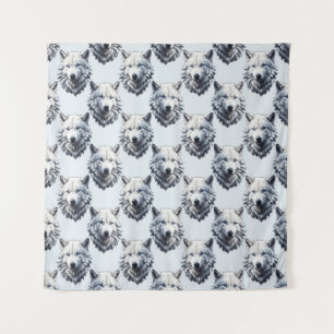 Tapiz Diseño de patrón de cabeza de lobo blanco - Blanco