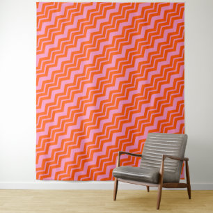 Tapiz Diseño de patrón de Chevron en naranja y rosa