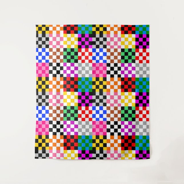 Tapiz Diseño de Patrón de Cuadros de Patchwork Multicolo (Anverso)