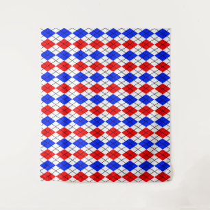 Tapiz Diseño de patrón de diamante azul rojo blanco