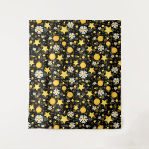 Tapiz Diseño de patrón de flores estrellas sol brilla