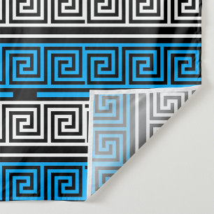 Tapiz Diseño de patrón de llave griega azul negro blanco