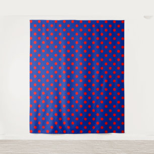Tapiz Diseño de patrón de lunares azules sobre rojo 