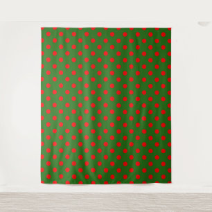 Tapiz Diseño de patrón de lunares rojos sobre verde