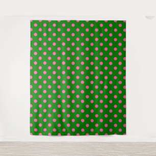 Tapiz Diseño de patrón de lunares rosa sobre verde