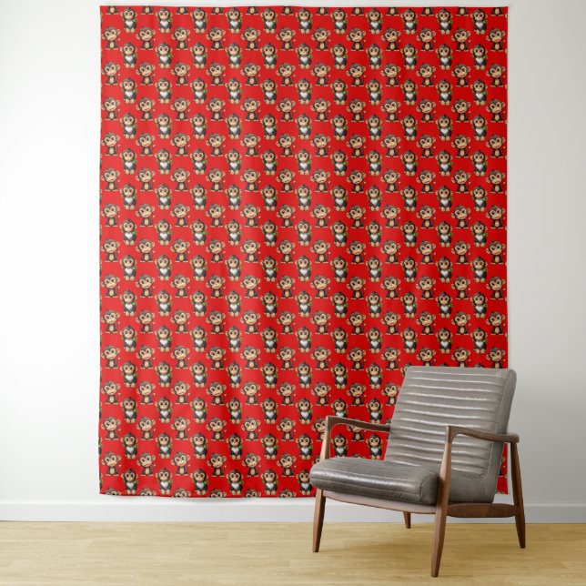 Tapiz Diseño de patrón de mono rojo (In situ)