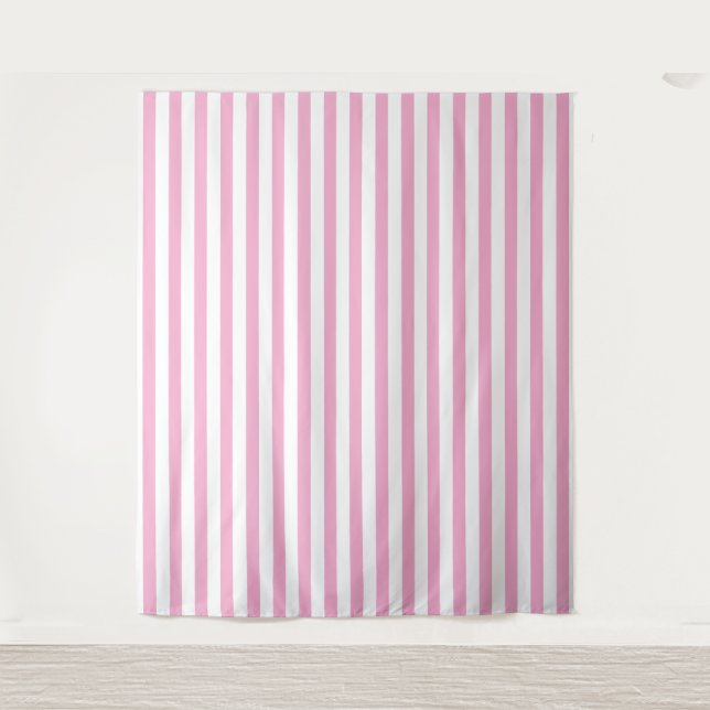 Tapiz Diseño de Patrón de Raya Vertical Rosa Blanco (Anverso)