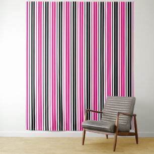 Tapiz Diseño de patrón de rayas blancas y negras rosadas