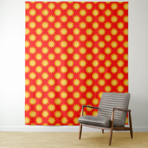 Tapiz Diseño de patrón de sol brillante sobre rojo
