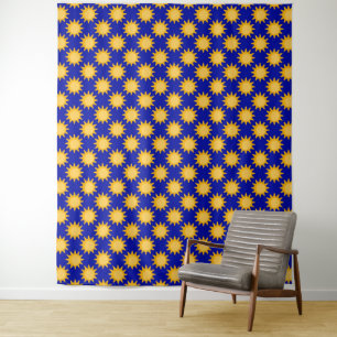 Tapiz Diseño de patrón de sol en azul