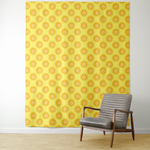 Tapiz Diseño de patrón de sol sobre amarillo