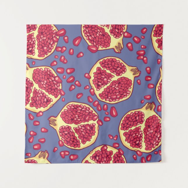 Tapiz Diseño de patrón sin foco de fruta granada (Anverso)