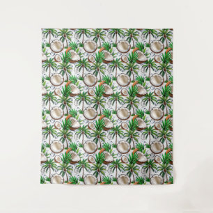Tapiz Diseño de patrón tropical de palmeras de coco