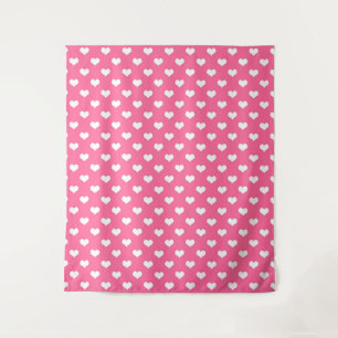 Tapiz Diseño de patrones de corazón de amor blanco rosad