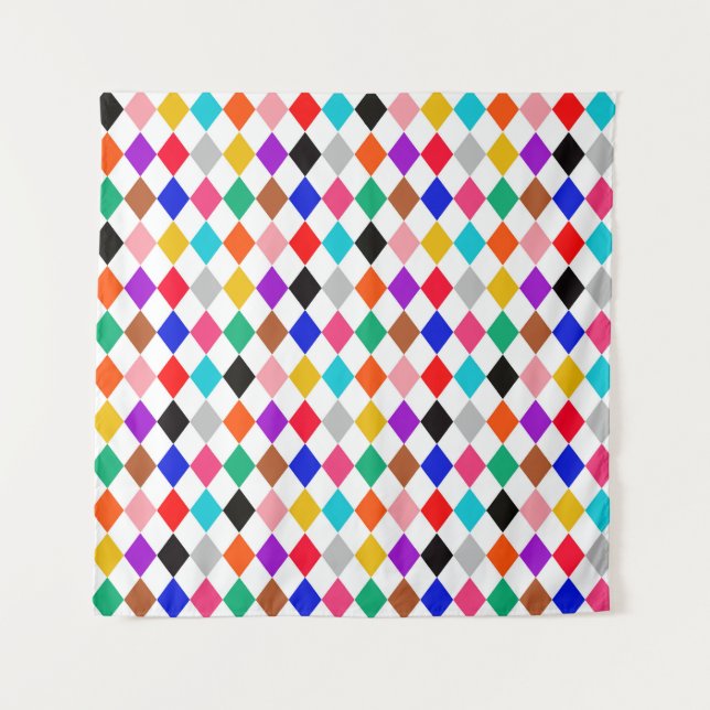 Tapiz Diseño de patrones de diamantes de arlequín multic (Anverso)