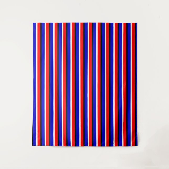 Tapiz Diseño de patrones de franjas azules rojas (Anverso)