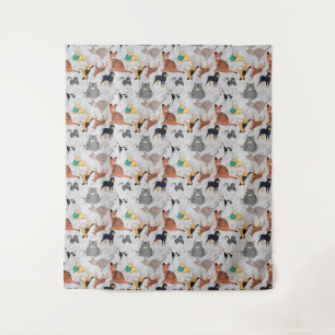 Tapiz Diseño De Patrones De Perros Y Gatos Cutos