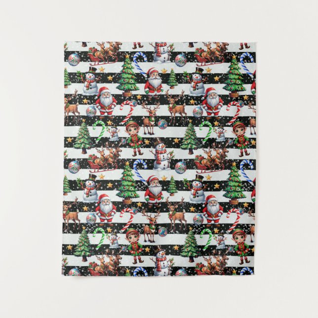 Tapiz Diseño de patrones de rayas de Navidades decorativ (Anverso)