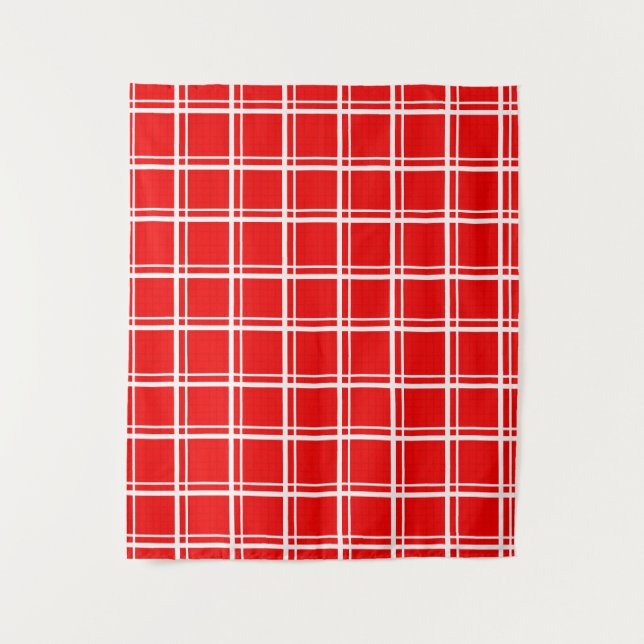 Tapiz Diseño de patrones de rayas de rejilla rojas para  (Anverso)