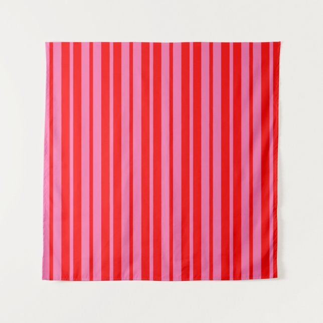 Tapiz Diseño de patrones de rayas estilizadas rosadas (Anverso)