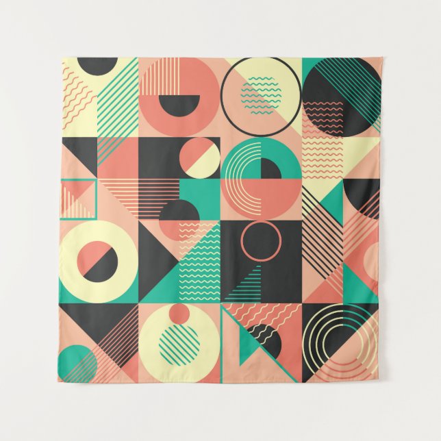 Tapiz Diseño de patrones geométricos retro (Anverso)