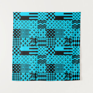 Tapiz Diseño de patrones mixtos azul negro