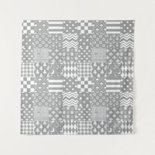 Tapiz Diseño de patrones mixtos de blanco gris
