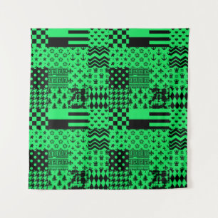Tapiz Diseño de patrones mixtos de color negro verde