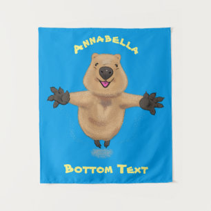 Tapiz Diseño de personalizados de quokka saltando feliz