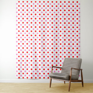 Tapiz Diseño de puntos rojos y rosados sobre blanco