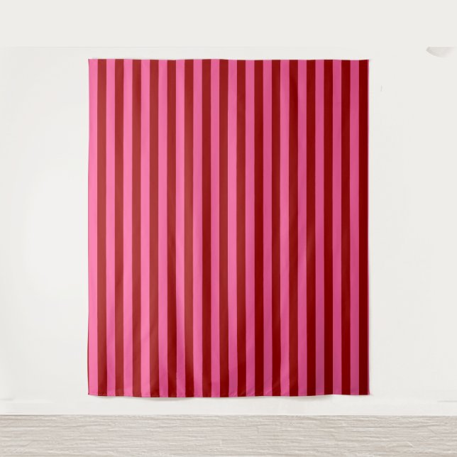 Tapiz Diseño de rayas rojas granate rosadas (Anverso)