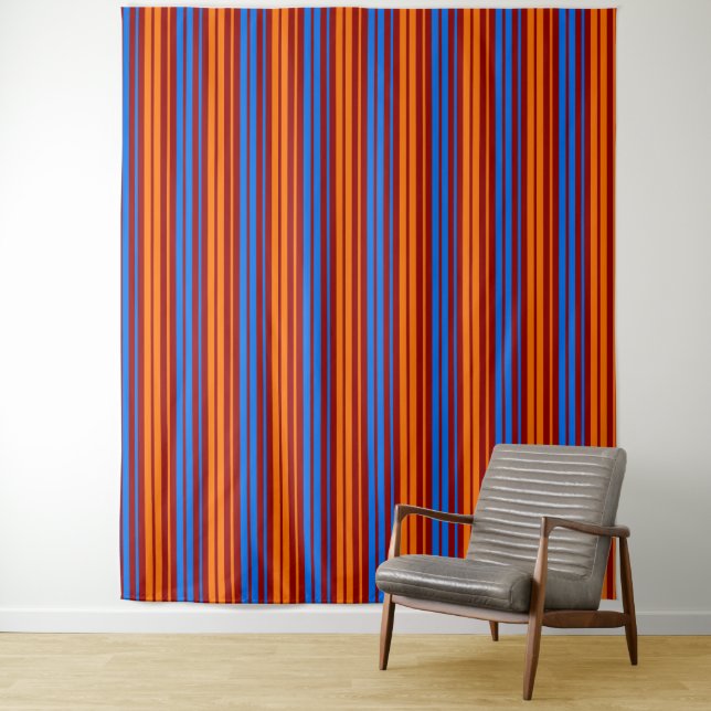 Tapiz Diseño de rayas verticales naranja rojo azul   (In situ)