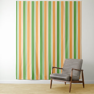 Tapiz Diseño de rayas verticales naranjas y verdes blanc