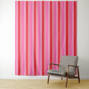 Tapiz Diseño de rayas verticales rosadas y rojas de chic