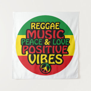 Tapiz Diseño de reggae con citas positivas y bandera de 