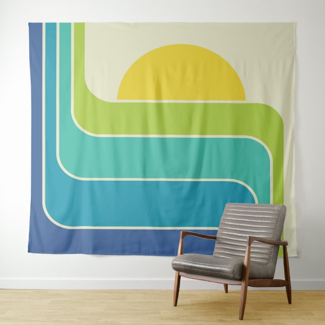 Tapiz Diseño de Sol Geométrico Retro (In situ (horizontal))