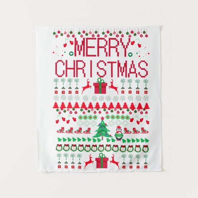 Tapiz diseño de "Suéter Feo" Feliz Navidad (Anverso)