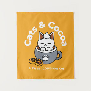Tapiz Diseño de tazas navideñas con acogedoras galletita
