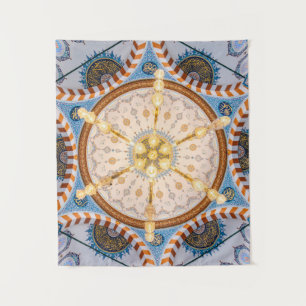 Tapiz Diseño de techo amarillo, azul y amarillo