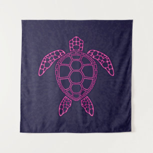 Tapiz Diseño de tortuga marina de neón verde