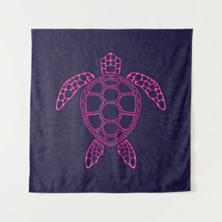 Tapiz Diseño de tortuga marina de neón verde