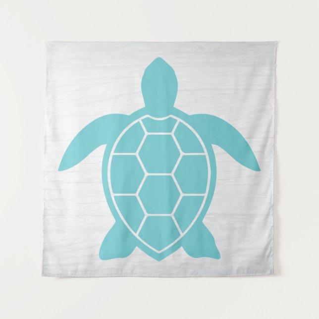 Tapiz Diseño de tortuga marina en azul verde marino (Anverso)