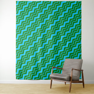 Tapiz Diseño de zigzag Chevron azul verde