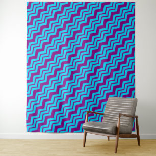 Tapiz Diseño de zigzag Chevron Morado Azul