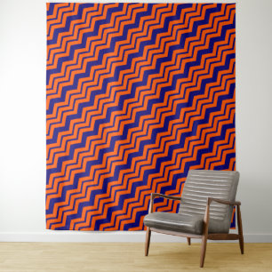 Tapiz Diseño de zigzag de chevron azul naranja